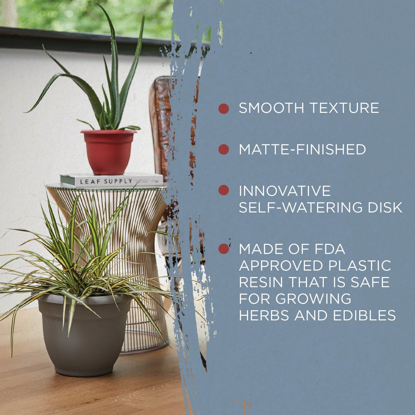 Ariana Pot Planter: 16" - Charcoal - Durable Resin Pot, for Indoor and Outdoor Use, Gardening, Self Watering Disk Included, 6 Gallon Capacity