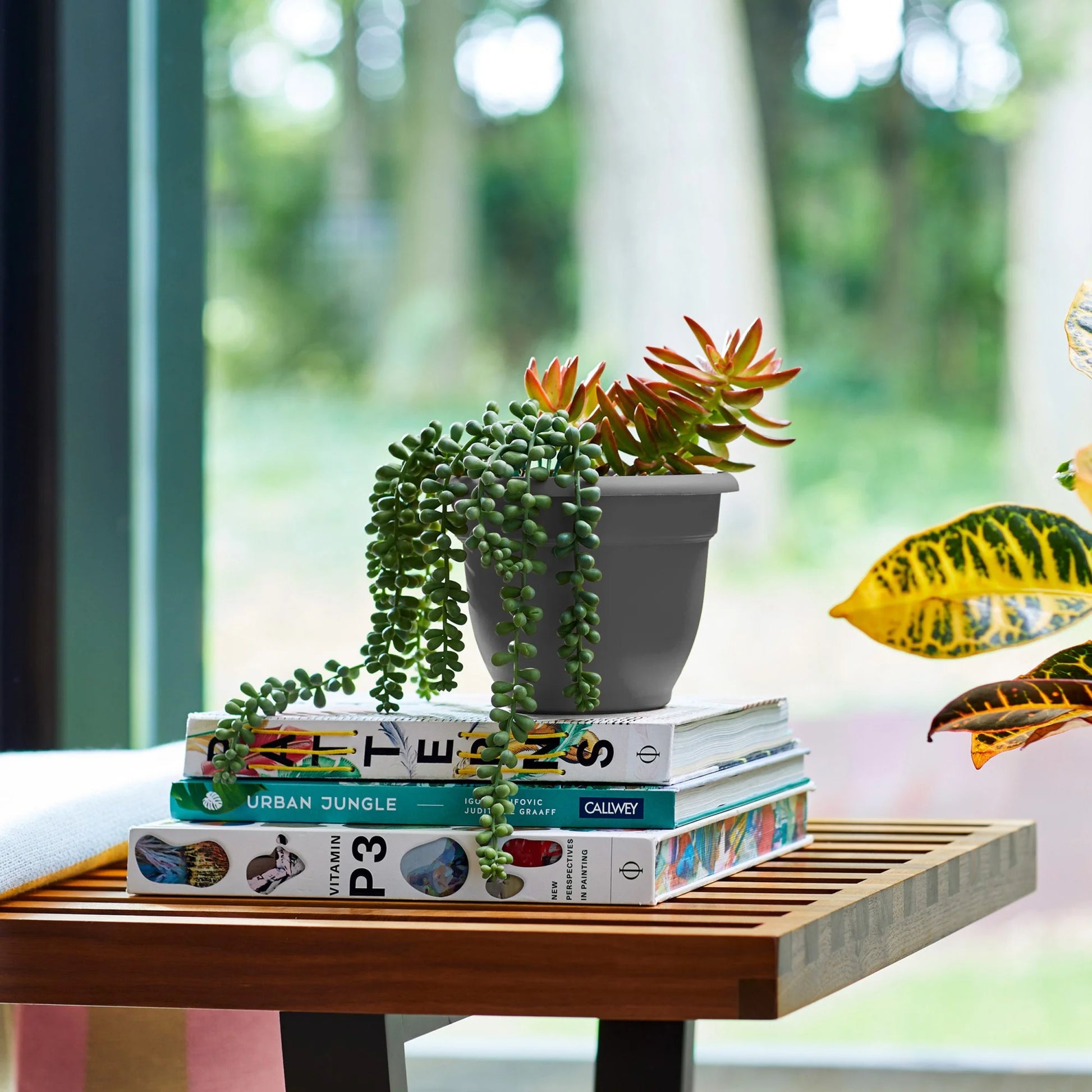 Ariana Pot Planter: 16" - Charcoal - Durable Resin Pot, for Indoor and Outdoor Use, Gardening, Self Watering Disk Included, 6 Gallon Capacity