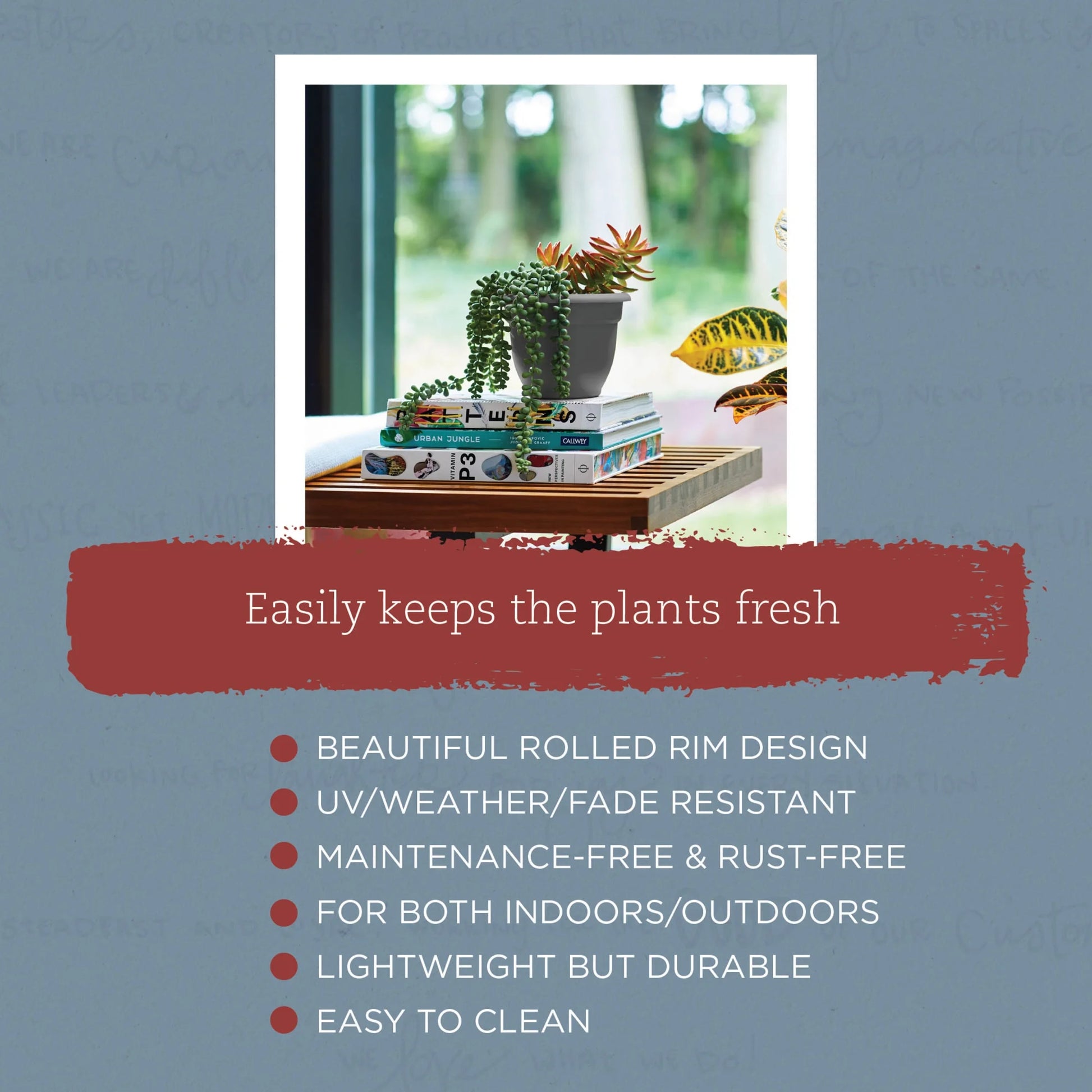 Ariana Pot Planter: 16" - Charcoal - Durable Resin Pot, for Indoor and Outdoor Use, Gardening, Self Watering Disk Included, 6 Gallon Capacity