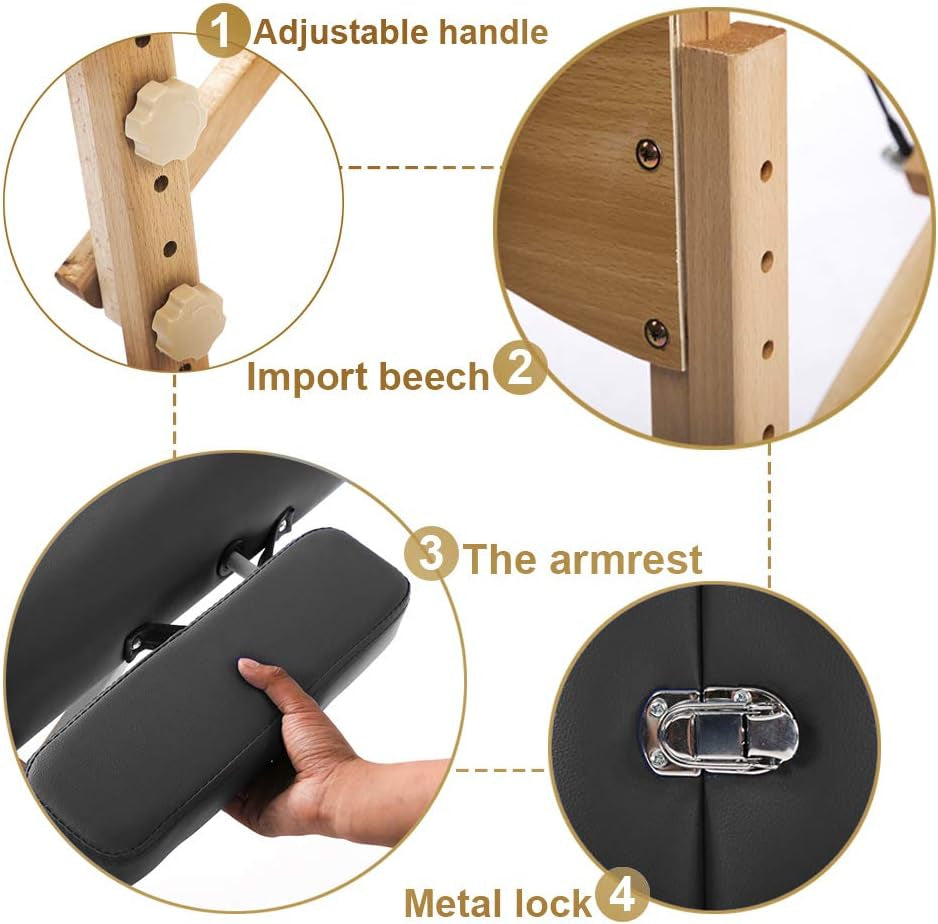 Massage Bed Portable Massage Table 28 Inche Wide Lash Bed Heigh Adjustable 2 Folding Spa Table with Non-Woven Bag for Spa Footmassage Facial Carespa Tattoo