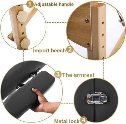 Massage Bed Portable Massage Table 28 Inche Wide Lash Bed Heigh Adjustable 2 Folding Spa Table with Non-Woven Bag for Spa Footmassage Facial Carespa Tattoo