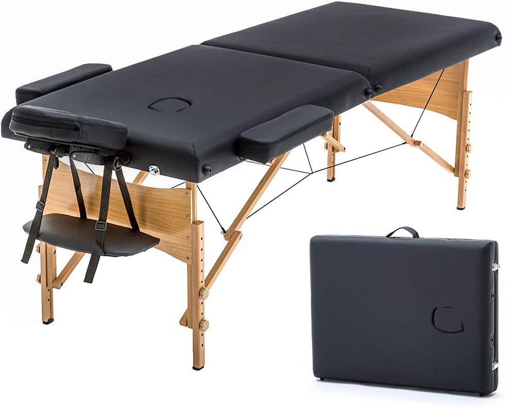 Massage Bed Portable Massage Table 28 Inche Wide Lash Bed Heigh Adjustable 2 Folding Spa Table with Non-Woven Bag for Spa Footmassage Facial Carespa Tattoo