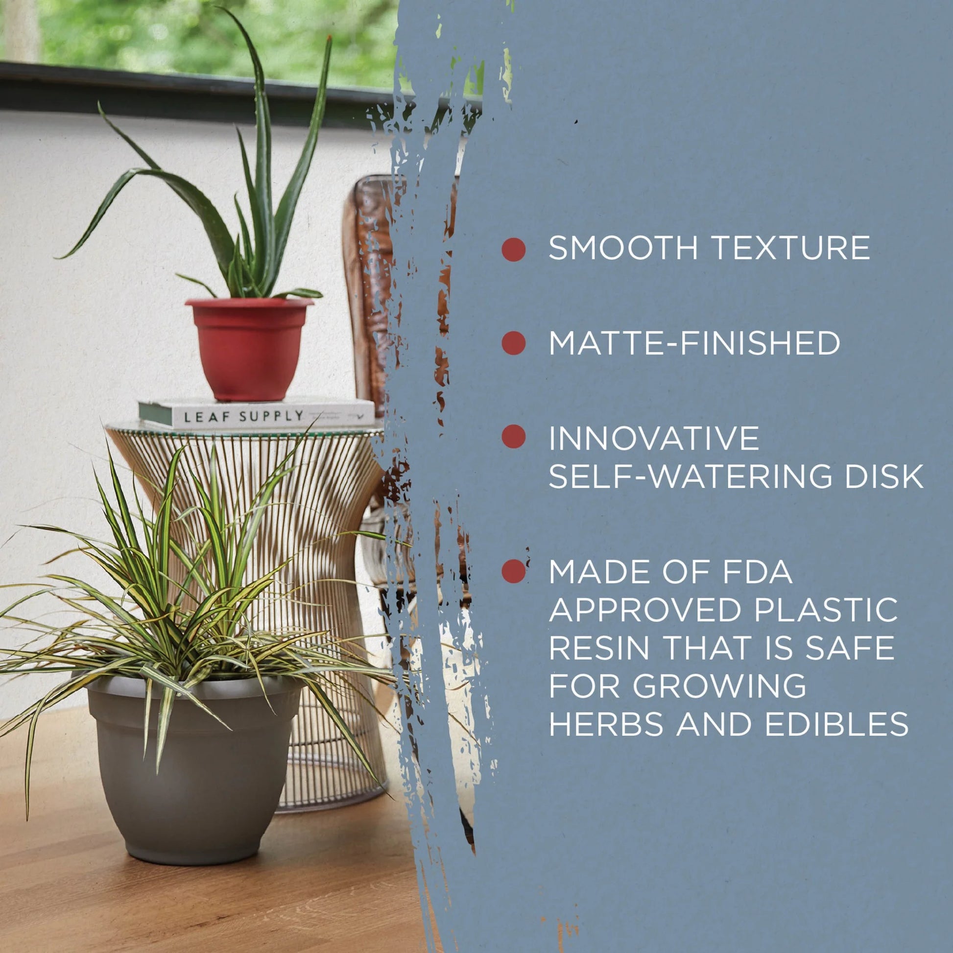 Ariana Pot Planter: 16" - Charcoal - Durable Resin Pot, for Indoor and Outdoor Use, Gardening, Self Watering Disk Included, 6 Gallon Capacity